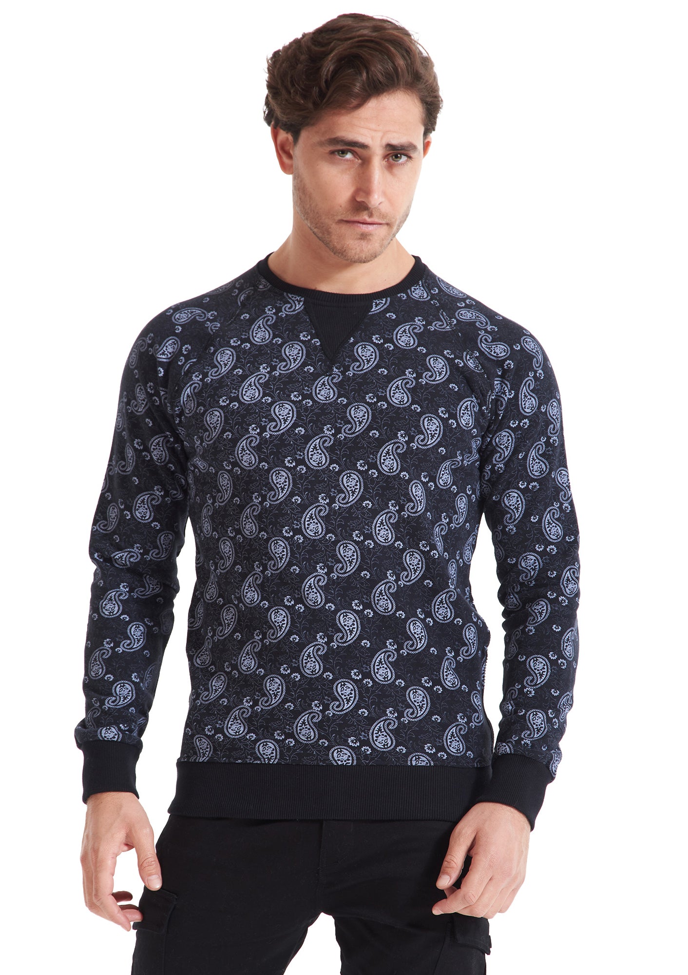 Floral Pattern Round Neck Sweatshirt
